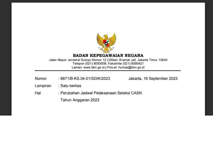 UPDATE! Perubahan Jadwal CPNS 2023 BKN Resmi Download PDF Pengumuman ...