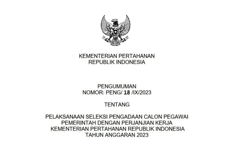 CPNS Dan PPPK 2023: 3.641 Formasi Di Kementerian Pertahanan, Penempatan ...