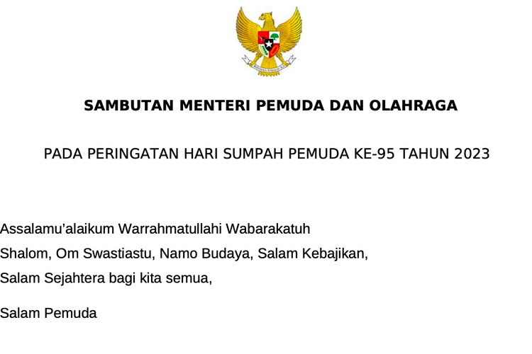 Teks Amanat Pembina Upacara Bendera Hari Sumpah Pemuda 2023 PDF, Ini ...