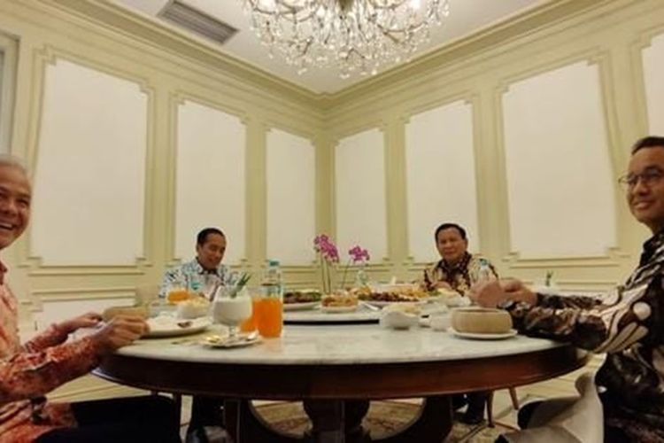 Momen Makan Siang Jokowi Bareng Anies Ganjar Dan Prabowo Sama Sama