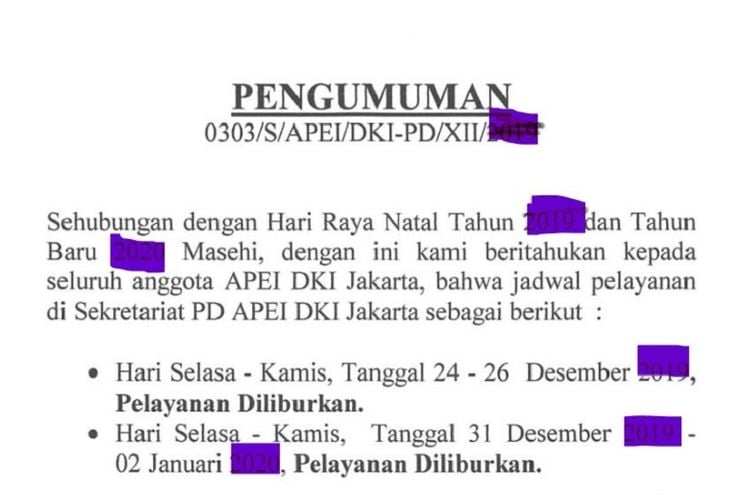 Contoh Pengumuman Libur Natal Dan Tahun Baru 2024 Perusahaan Format ...