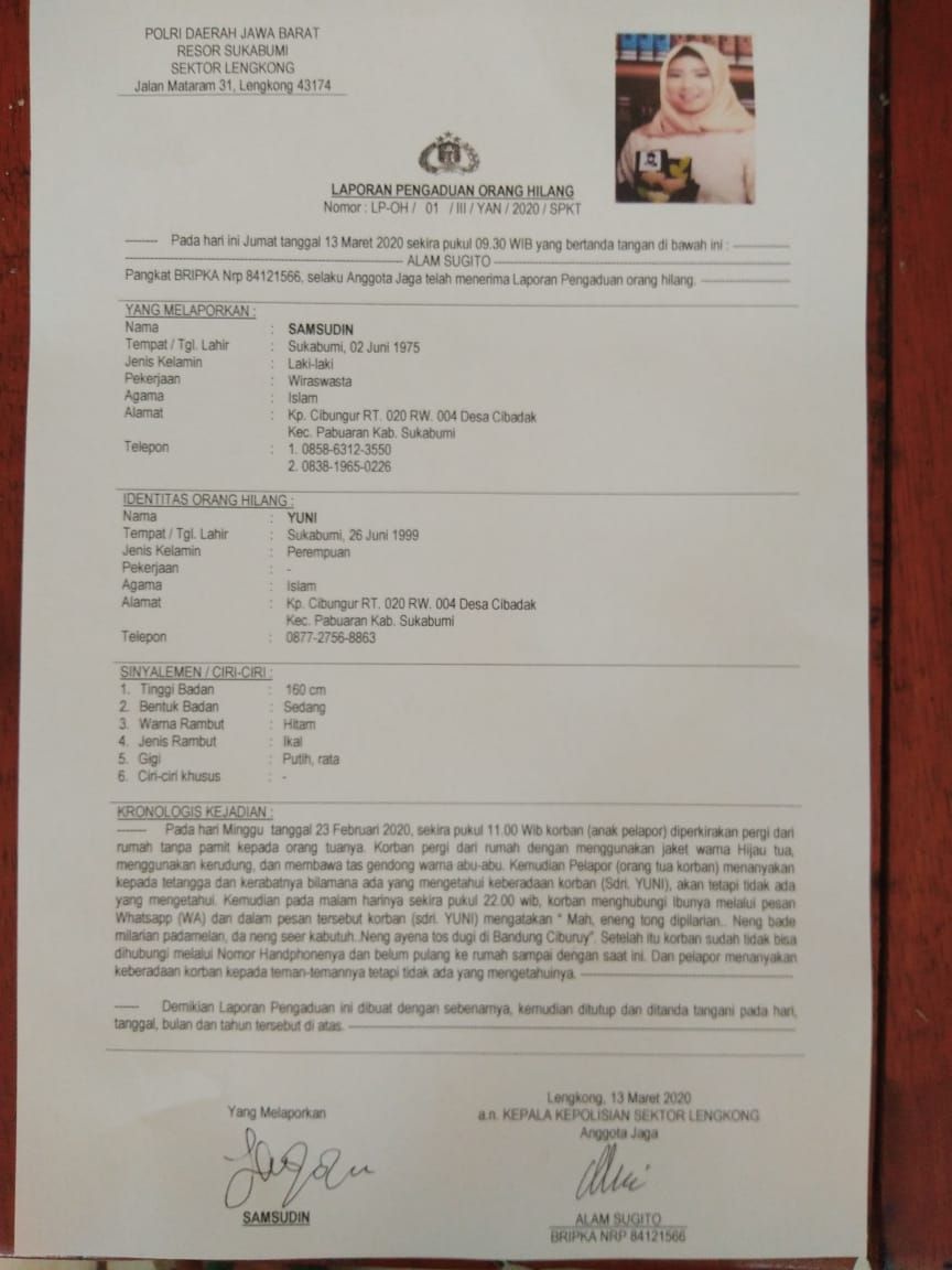 Gadis Cantik Ini Hilang Izin Mencari Kerja Bagi Yang Menemukan Segera Hubungi Nomor Ini Mantra Sukabumi
