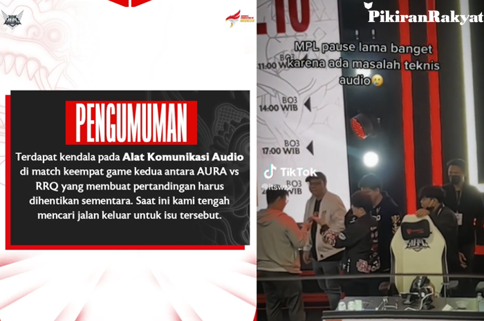 Ada masalah teknis terkait audio, MPL Indonesia tunda laga RRQ vs Aura Fire.