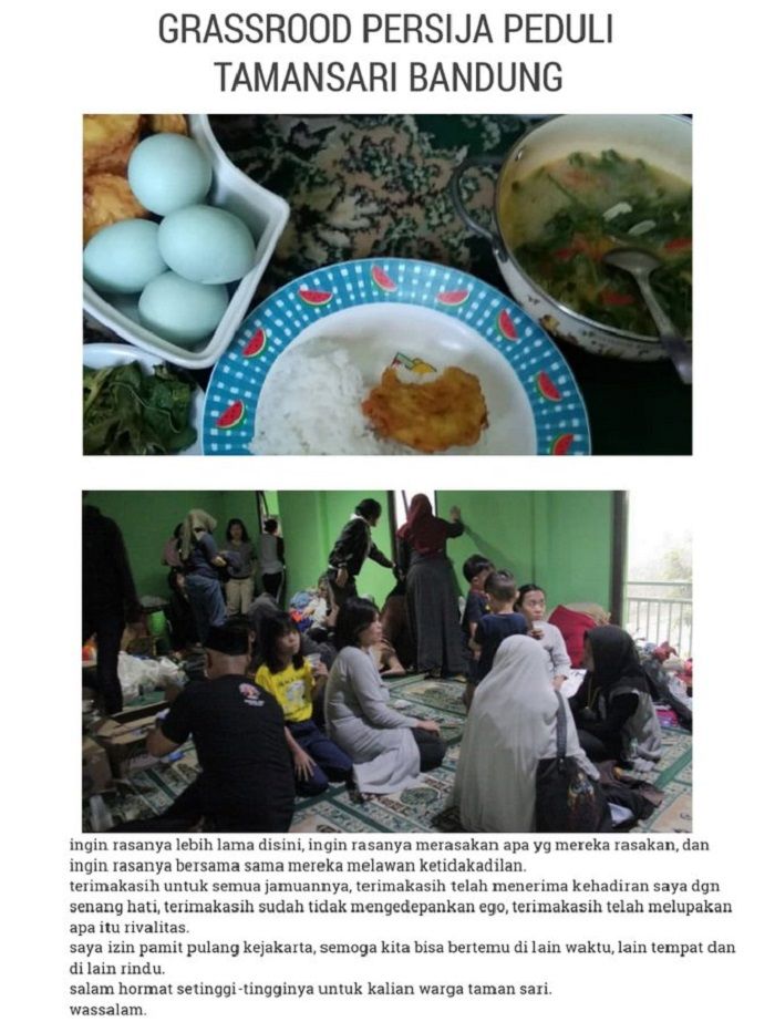 Foto makanan dari warga Tamansari untuk Grassrood Persija.*