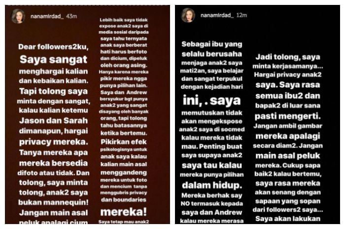 Curhatan Nana Mirdad yang menyatakan bahwa fansnya tidak menghargai privasi Nana Mirdad