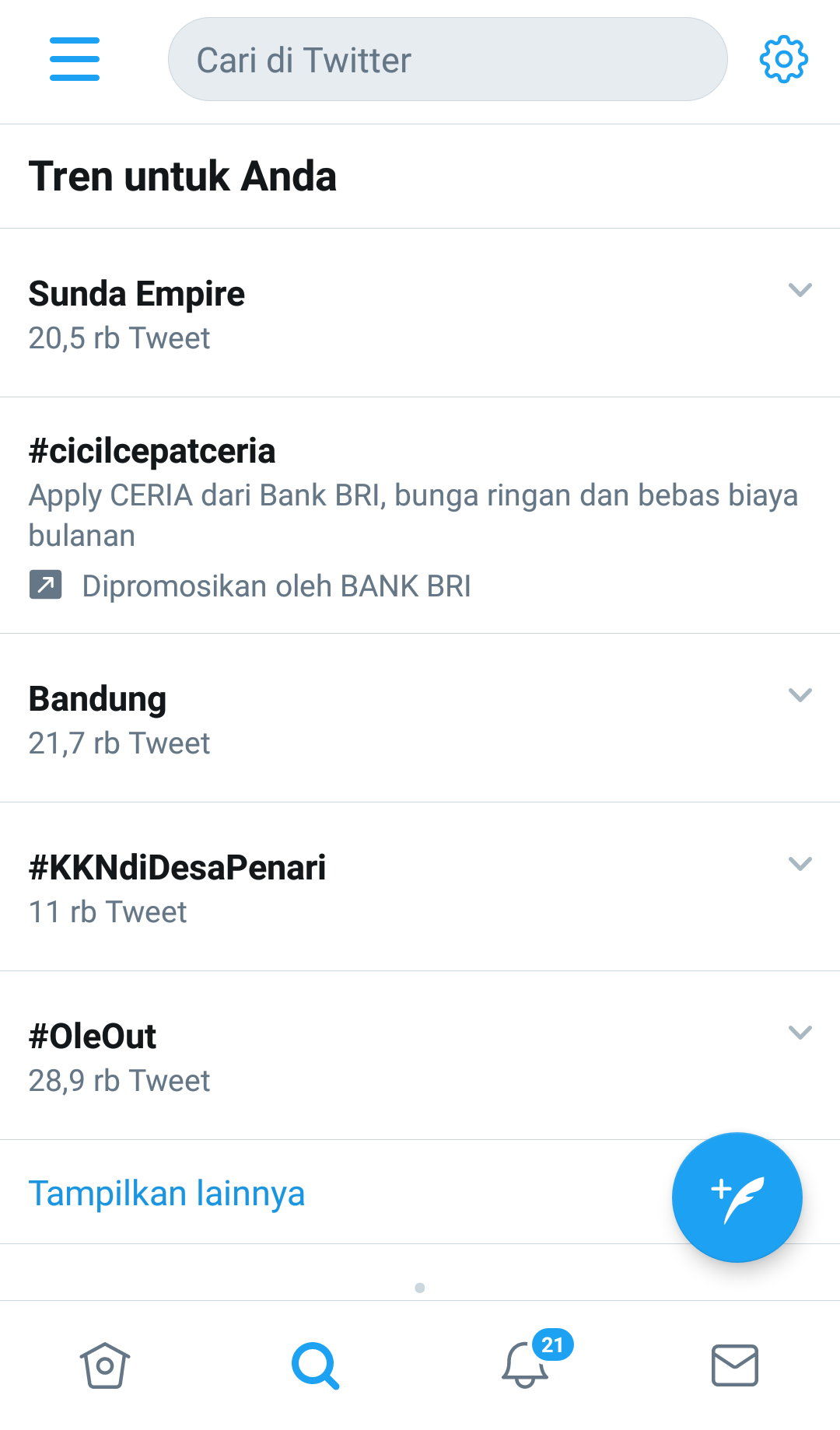 tagar Sunda Empire yang masih mencuat di media sosial twitter