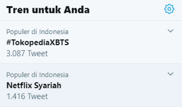 TokopediaXBTS tengah ramaikan trending Twitter Indonesia.