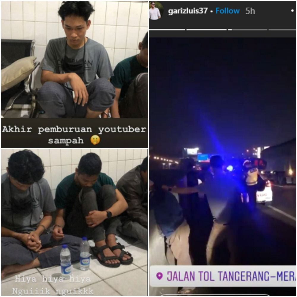 Youtuber Ferdian Paleka dan rekannya ditangkap pihak kepolisian di Jalan Tol Tangerang-Merak, Jumat 8 Mei dinihari.*