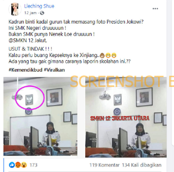 Salah satu sekolah di Jakarta Utara membuat heboh usai ruang kelasnya tidak memasang foto Presiden Jokowi.