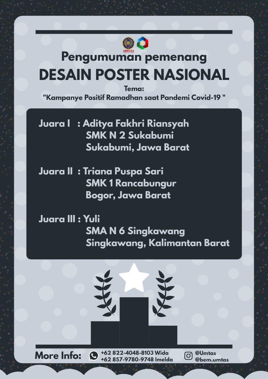 PENGUMUMAN pemenang desain poster nasional BEM Umtas.*