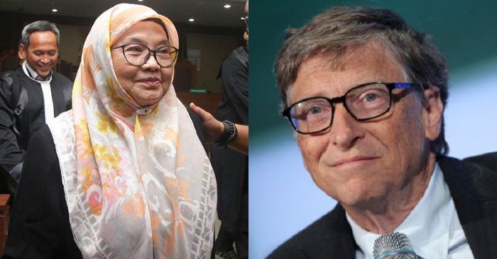 SITI Fadilah, mantan Menkes Indonesia pada masa pemerintahan Susilo Bambang Yudhoyono sebut Bill Gates tidak kapabel bila menganalisa pandemi virus corona.*