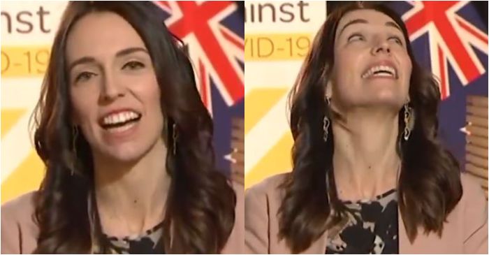 PERDANA Menteri Selandia Baru, Jacinda Arderna yang sempat dikagetkan oleh gempa bumi yang tiba-tiba terjadi saat ia melakukan wawancara langsung di televisi