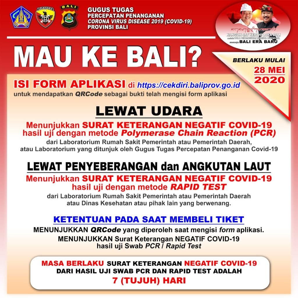 Informasi bagi warga yang ingin ke Bali.*/