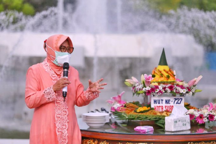 TRI Rismaharini menghadiri perayaan Hari Jadi Kota Surabaya.*