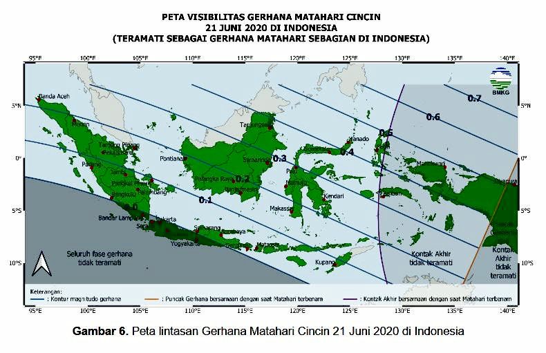 Wilayah Jawa Tengah yang dilewati Gerhana Matahari Cincin pada Minggu 21 Juni 2020