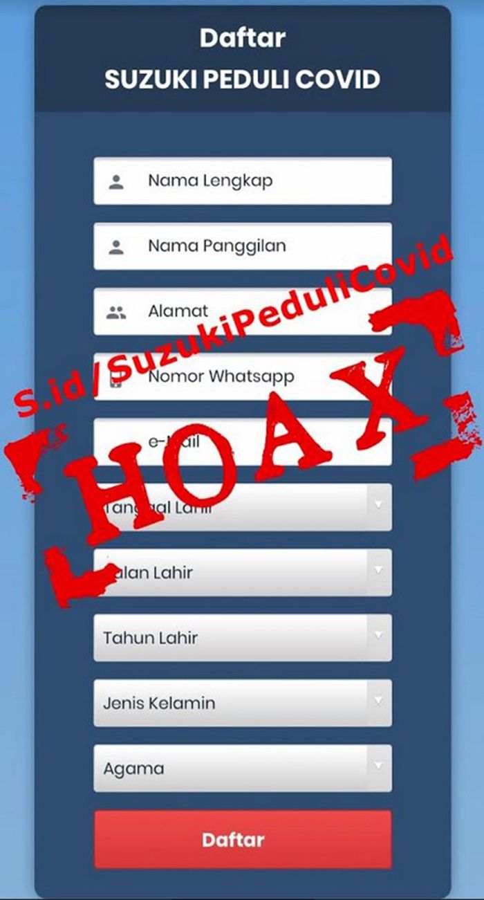 Suzuki Peduli Covid Indikasi Penipuan