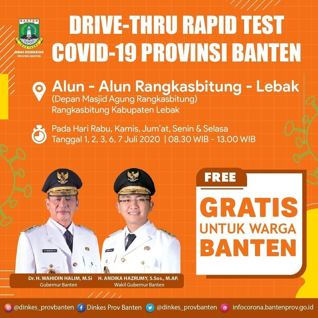 Drive-Thru Rapid Test Covid 19 Provinsi Banten di Rangkas Bitung, 1-7 Juli 2020