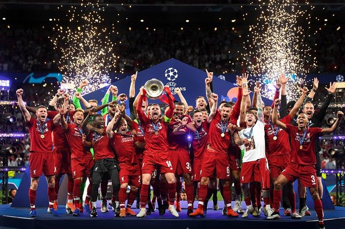 Liverpool saat meraih Piala Champions Eropa tahun 2019 lalu. (Twitter/@LFC)
