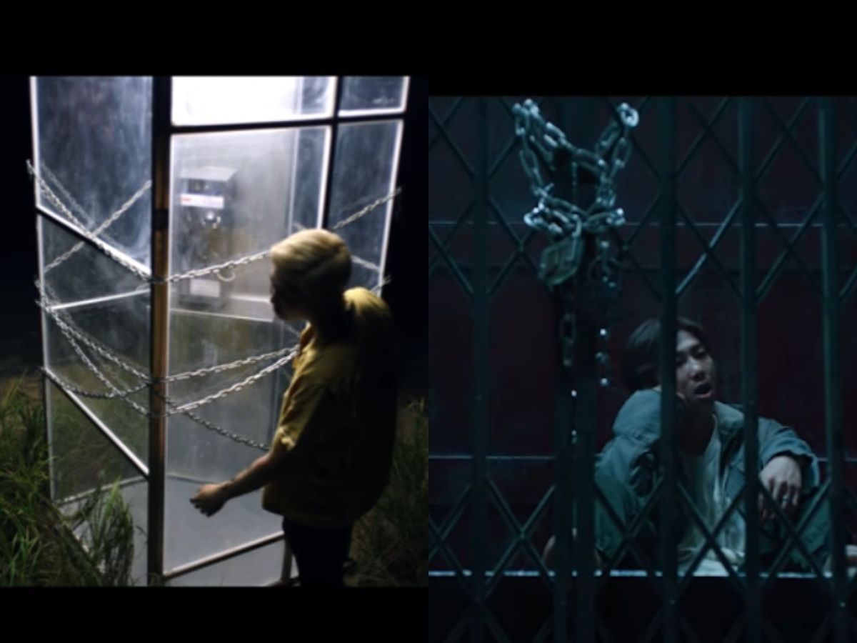 Adegan RM yang terperangkap dalam lift juga mengingatkan penggemar kepada adegan dia di bilik telepon dalam film pendeknya 