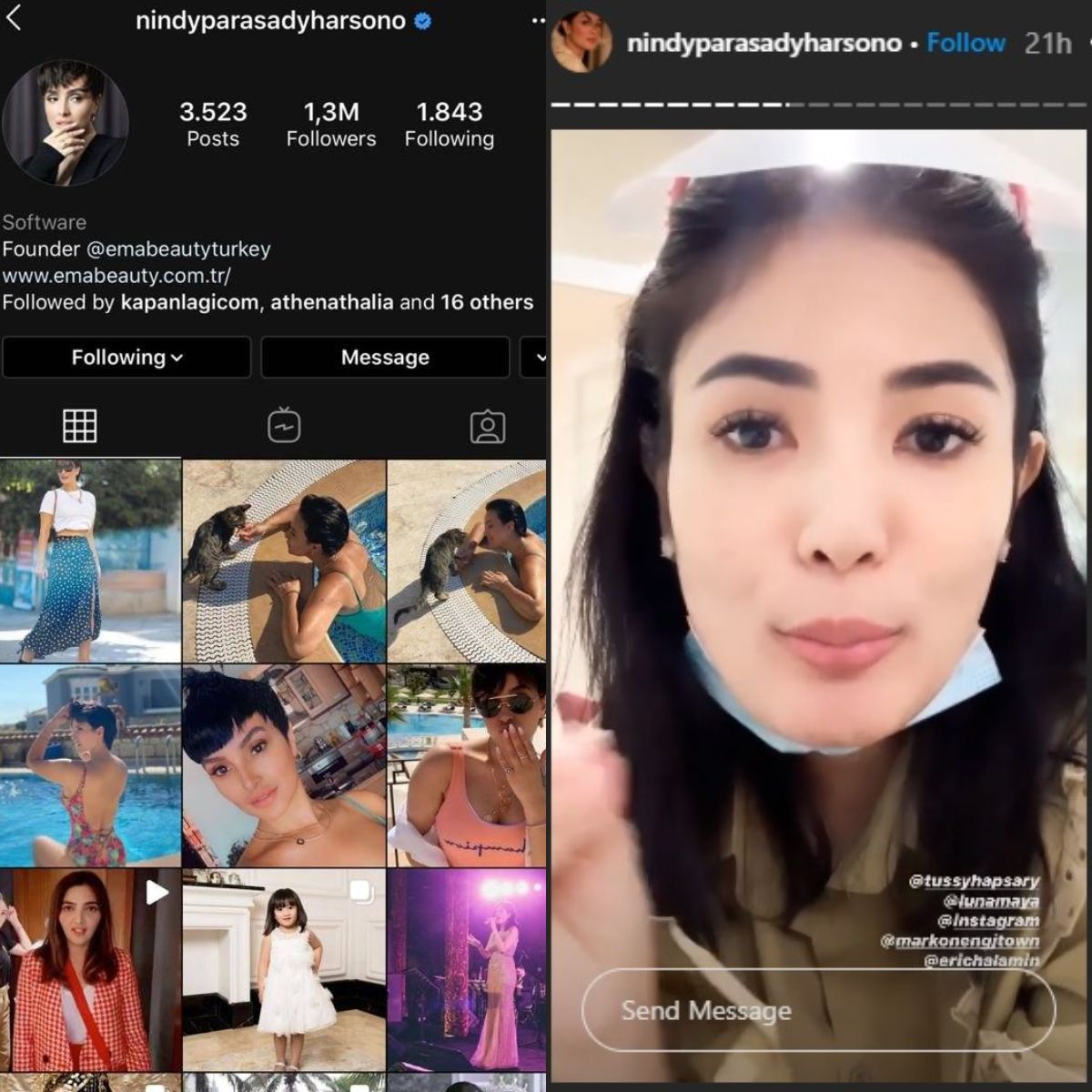 Nindy Ayunda akhirnya dapat mengembalikan akun Instagramnya. 