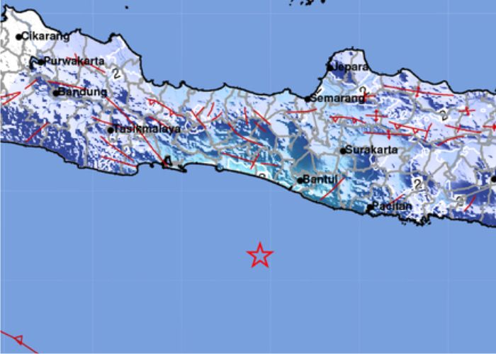 Gempa bumi di selatan Bantul, pagi tadi.