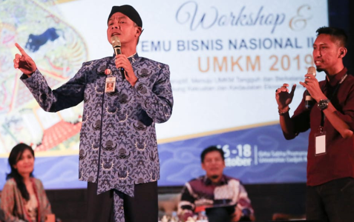 Ganjar Pranowo saat menghadiri acara Temu Bisnis Nasional II UMKM 2019