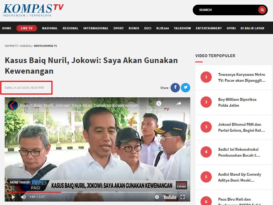 Berita asli dari Kompas TV terkait Jokowi.