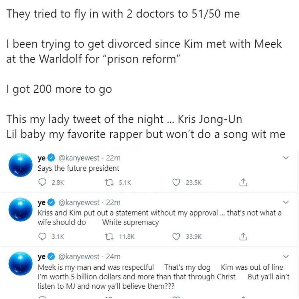 CUITAN Kanye West di Twitter yang sudah dihapus.*
