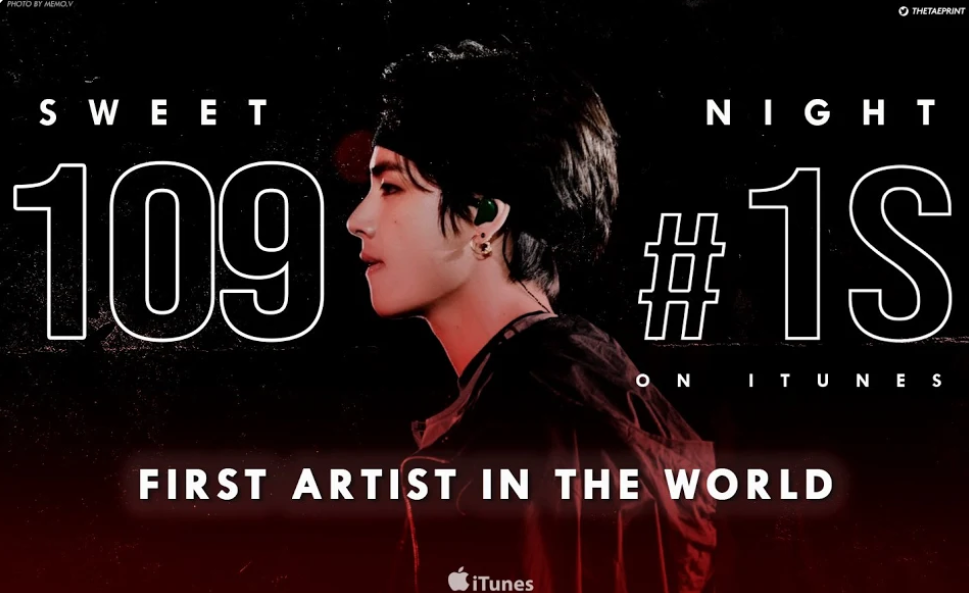 V BTS alias Kim Taehyung berhasil menduduki posisi satu iTunes di 109 negara dengan lagu OST. Itaewon Class 'Sweet Night'