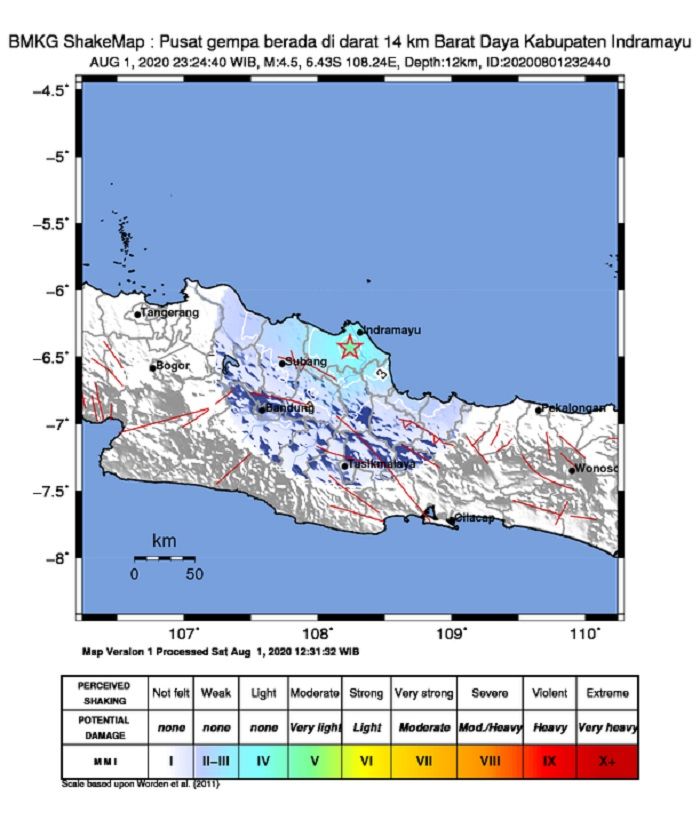 Gempa Indramayu. (BMKG)