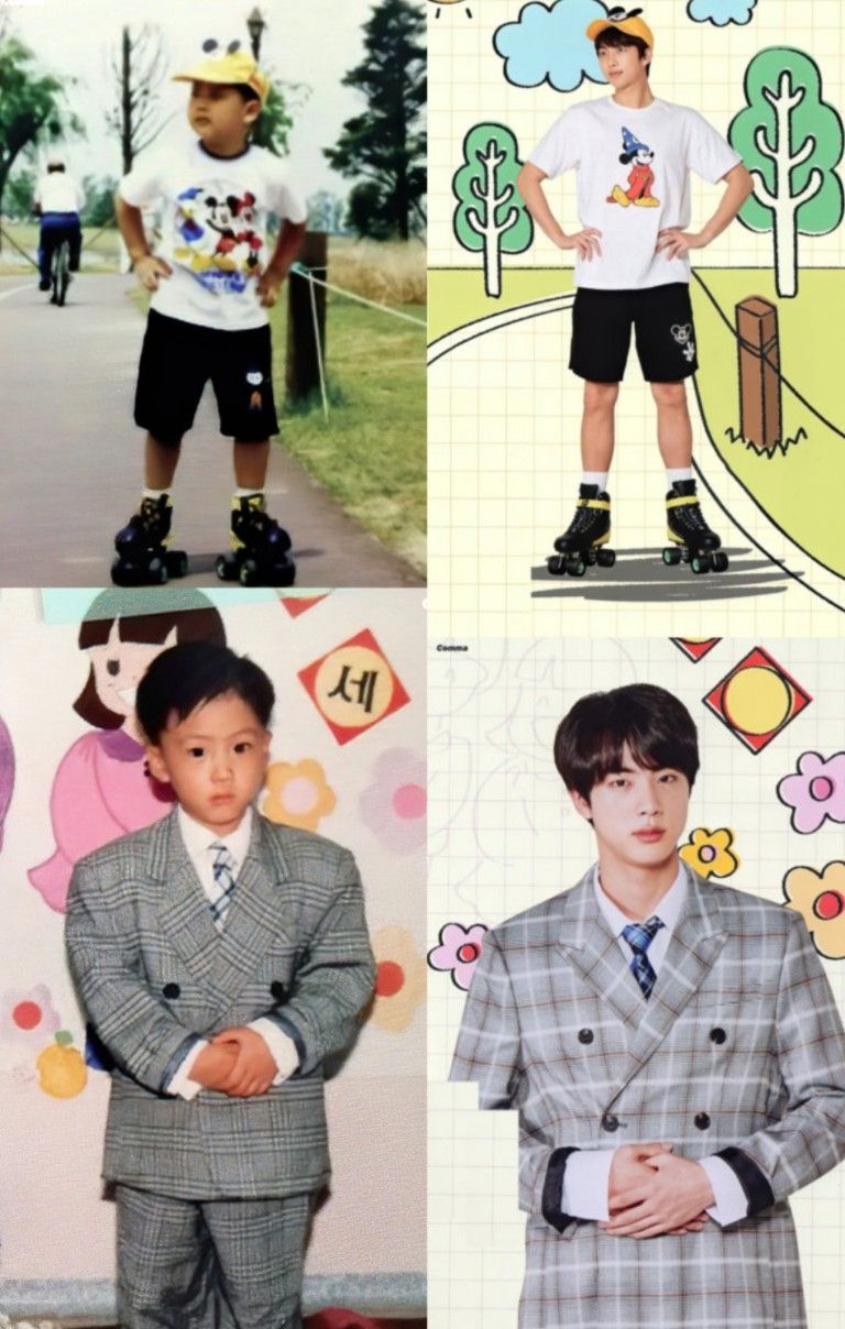 RM dan Jin pose masa kecil 