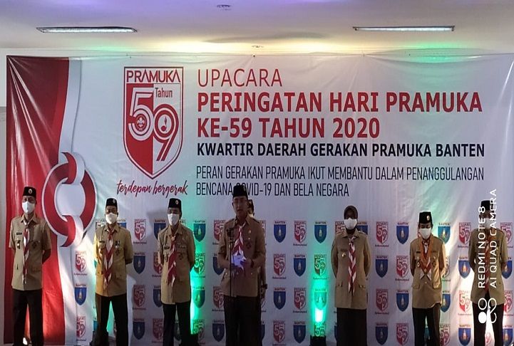Upacara HUT ke-59 Pramuka, di Kwarda Banten, Rabu 19 Agustus 2020.*