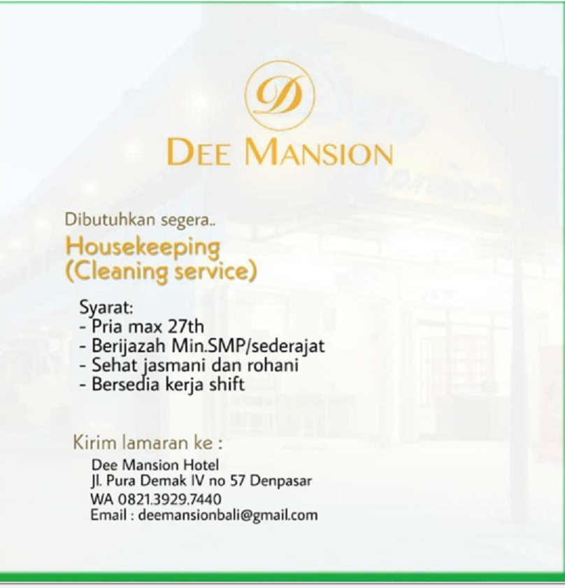 Cek Lowongan Housekeeping Di Dee Mansion Hotel Denpasar Ringtimes Bali