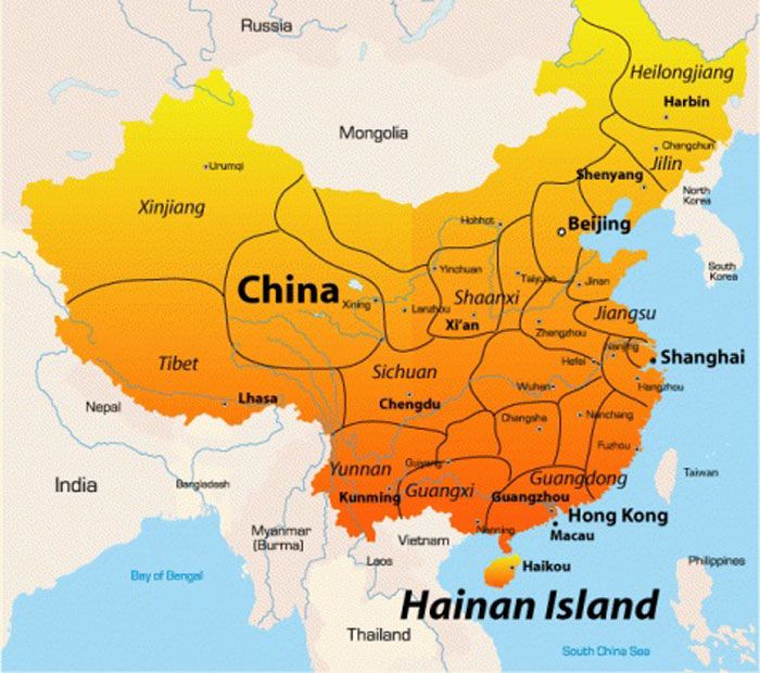 Lokasi Pulau Hainan.