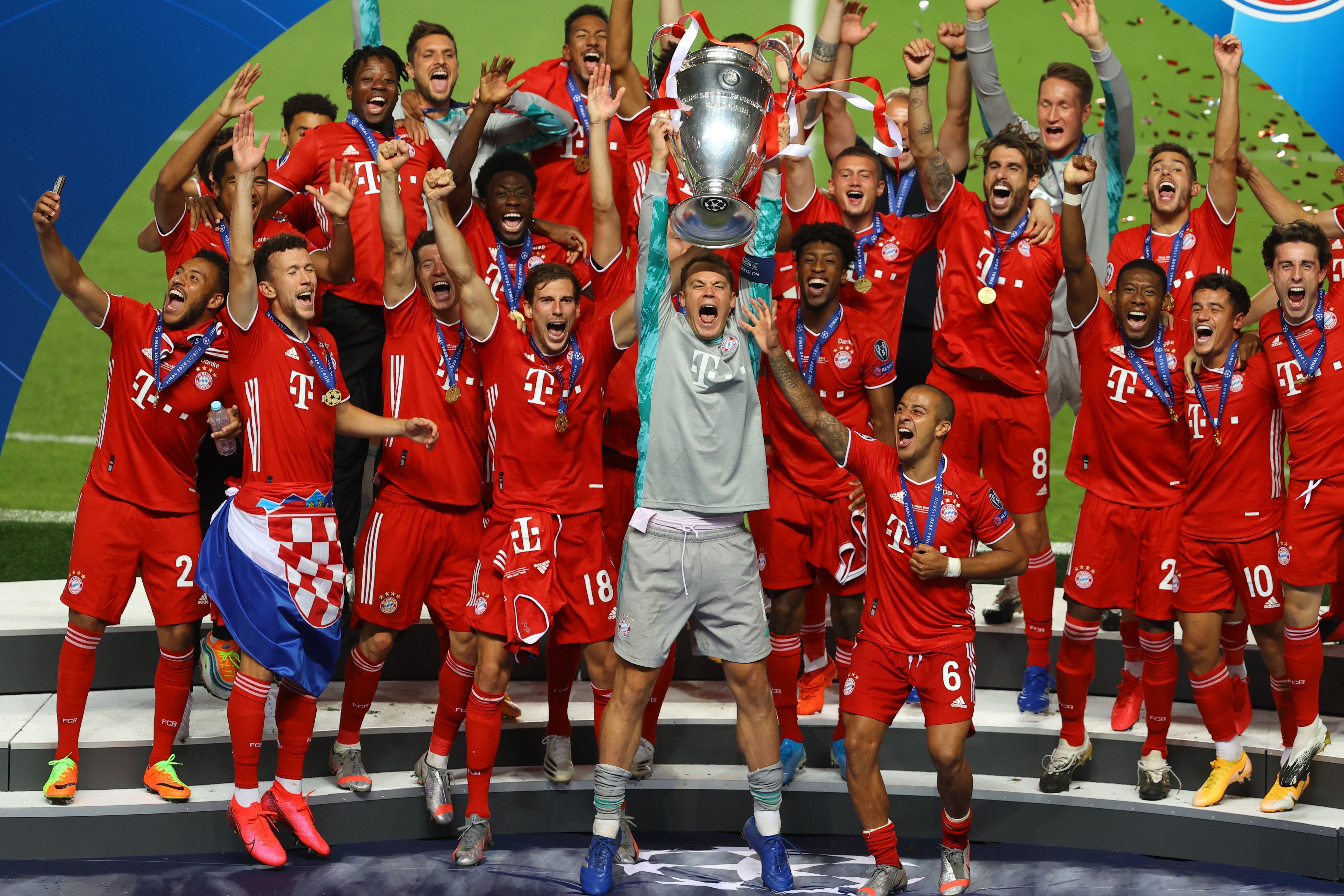 Bayern Munchen merayakan juara Liga Champions, Senin 24 Agustsu 2020 dini hari WIB.