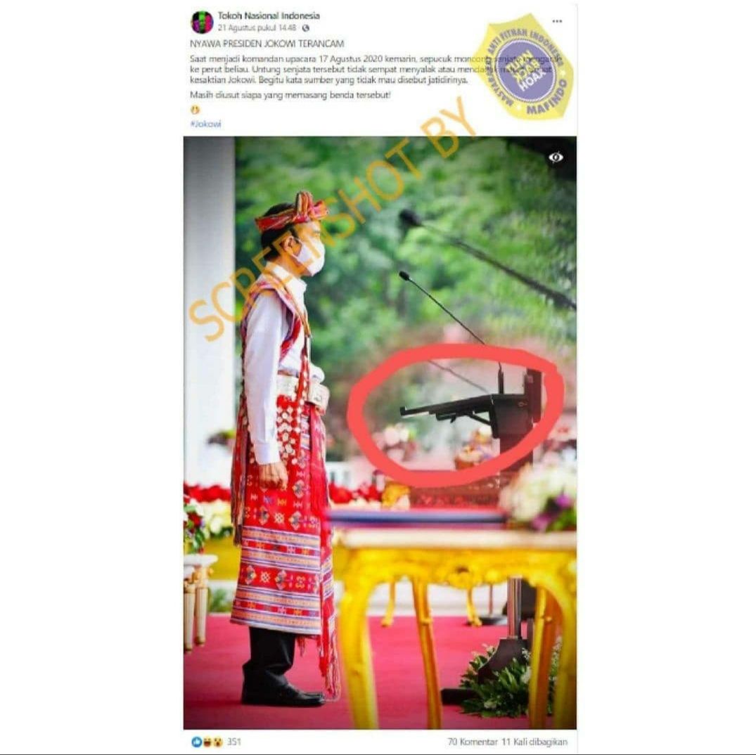 Informasi keliru terkait senjata yang diklaim mengarah ke Joko Widodo saat menjadi inspektur upacara.
