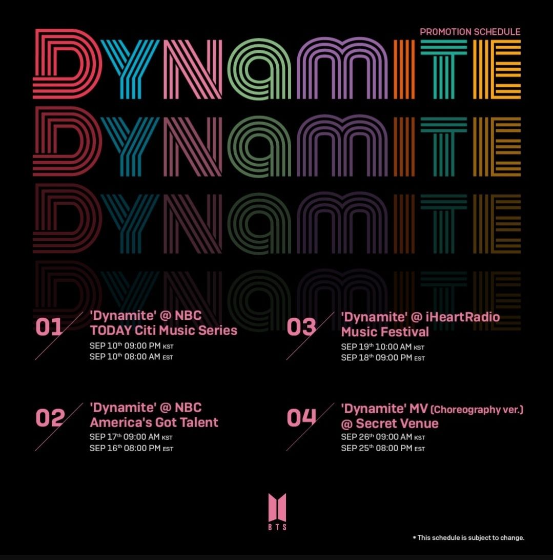 Jadwal promosi Dynamite BTS