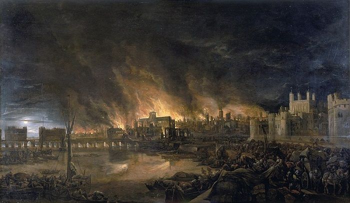 Ilustrasi kebakaran besar London yang terjadi pada 4 September 1666. (wikipedia.org)