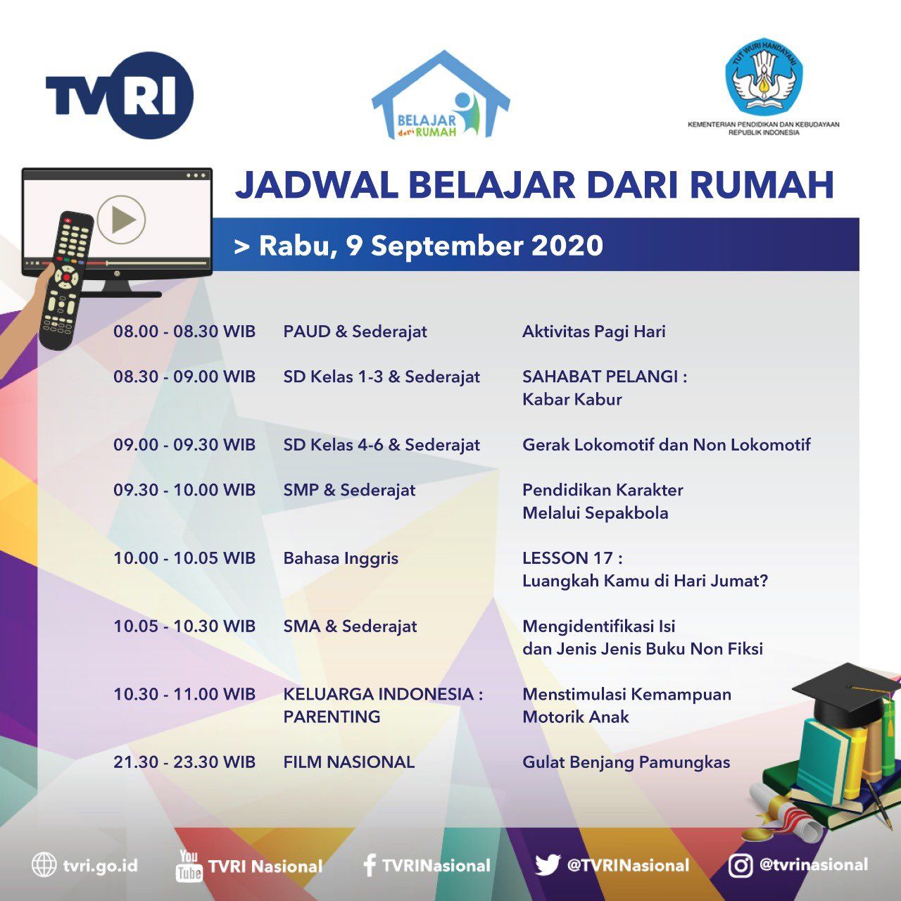 Jadwal Belajar Dari Rumah Tvri Hari Ini Rabu 9 September 2020 Kabar Lumajang