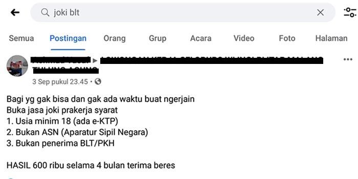 Tangkapan layar penawaran jasa joki Prakerja