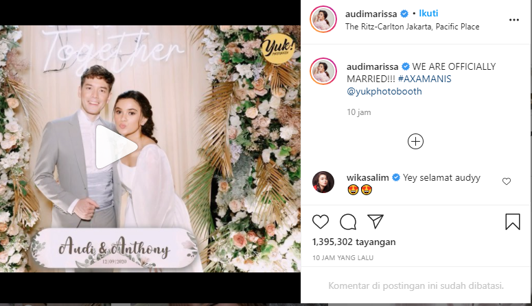 Pernikahan Audi Marissa dan Anthony Xie 