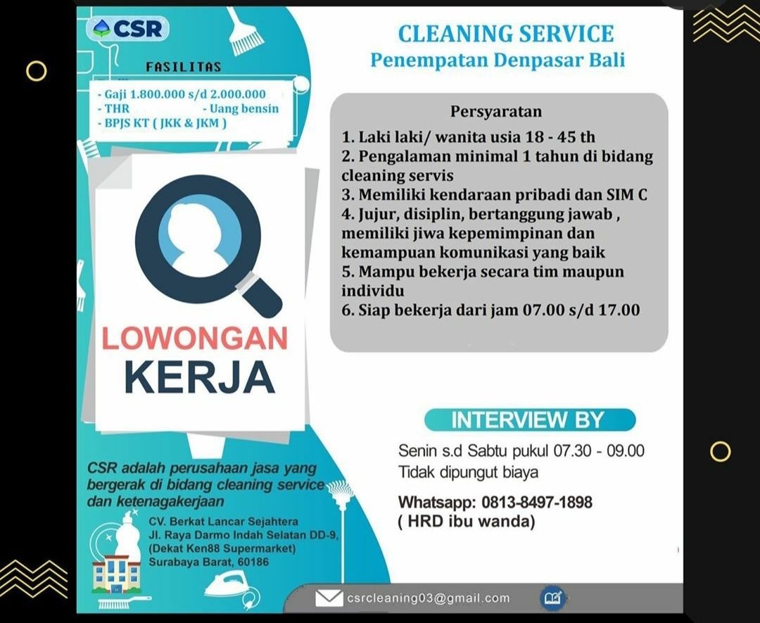 Csr Surabaya Membuka Lowongan Cleaning Service Penempatan Denpasar Cek Syaratnya Ringtimes Bali
