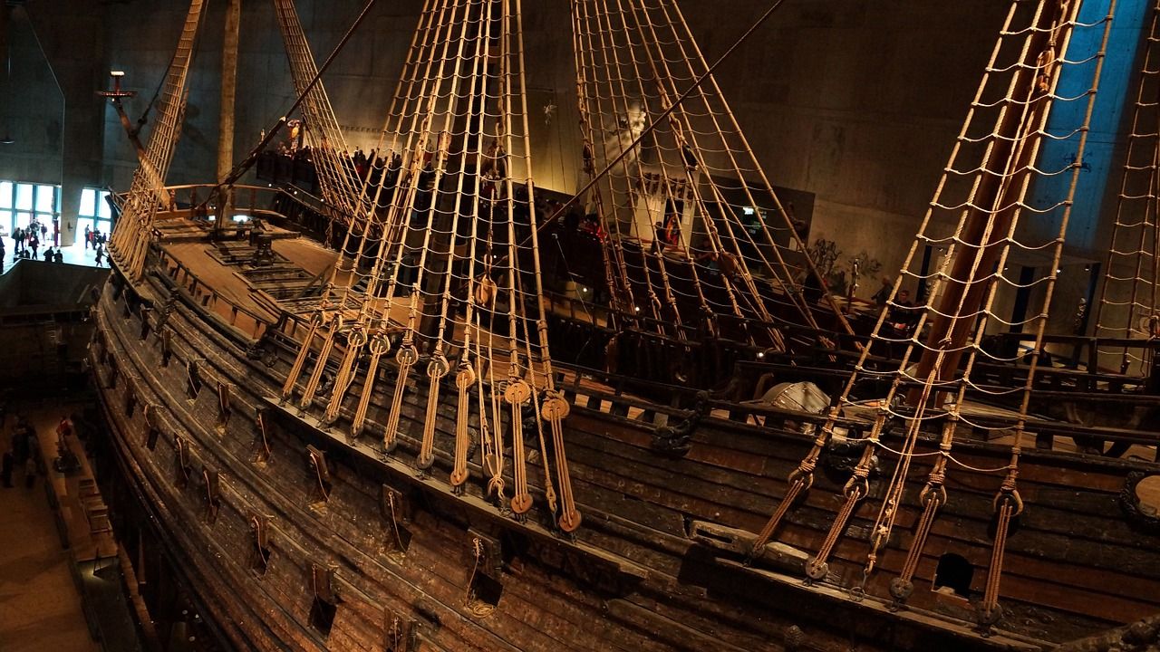 ilustrasi Kapal Vasa di Museum Vasa di kota Stockholm Swedia