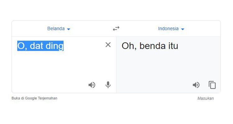 Arti kata 'o, dat ding' yang diterjemahkan ke dalam bahasa Indonesia. 