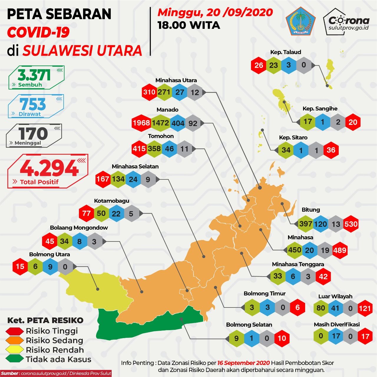 Peta Sebaran Covid-19 di Sulawesi Utara
