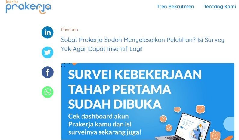 Link Survey Kartu Prakerja Dan Dapatkan 50ribu Insentif Tambahan Simak Caranya Sebelum Ditutup Lingkar Kediri