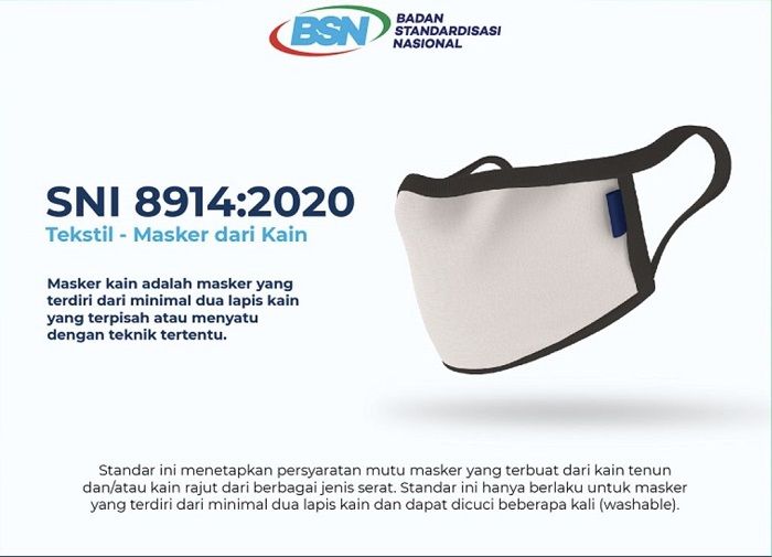 Dengan ditetapkannya SNI pada masker kain, maka diharapkan dapat mencegah penularan virus corona ketika sedang bepergian. /BSN