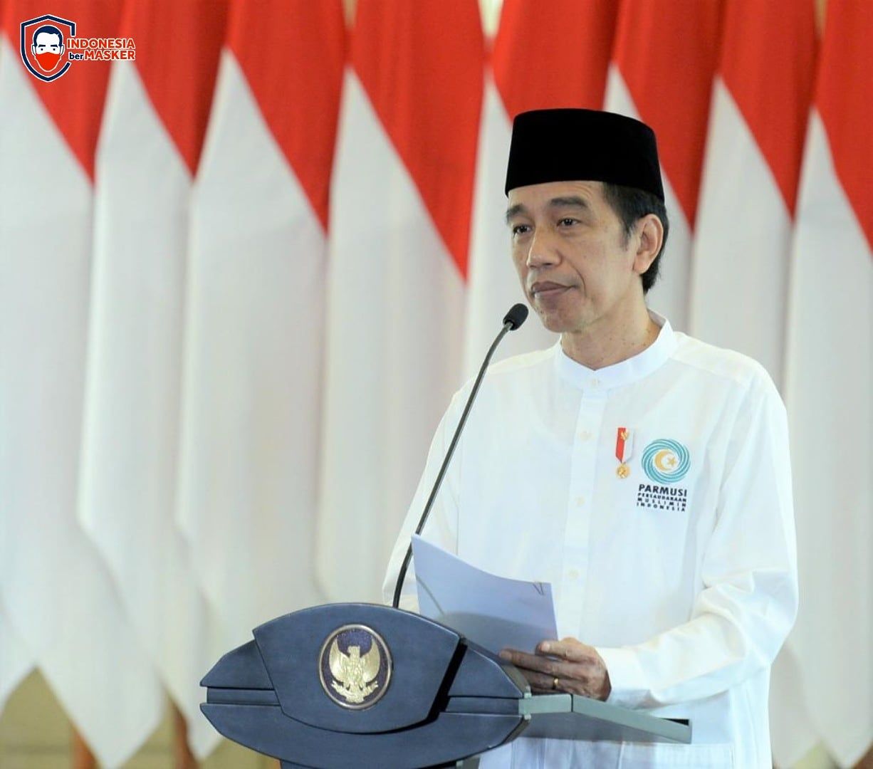 Presiden Jokowi membuka Muktamar IV Persaudaraan Muslimin Indonesia 2020 melalui konferensi video dari Istana Bogor, siang ini. 