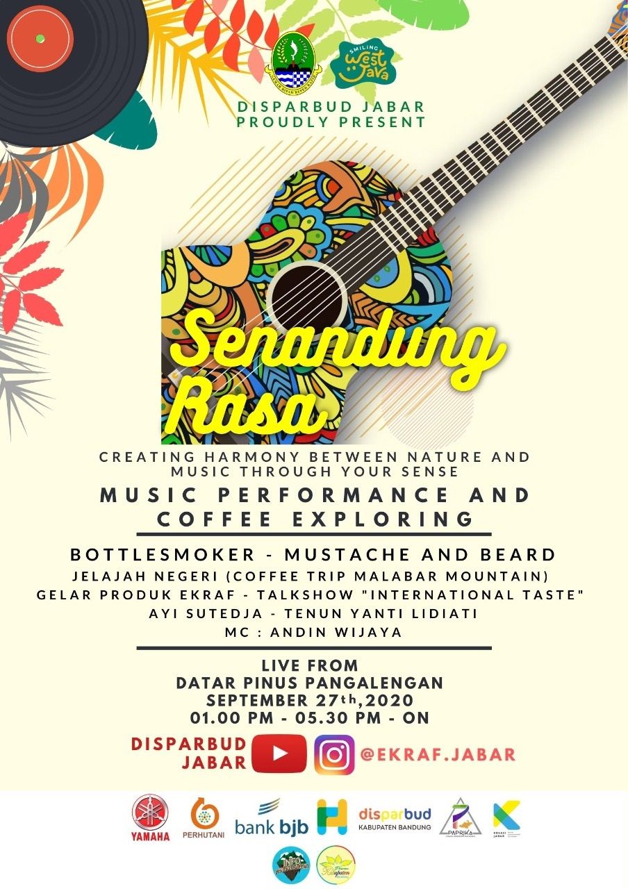 Dinas Kebudayaan dan Pariwisata (Disparbud) Jawa Barat akan menggelar acara Senandung Rasa pada Minggu 27 September 2020, di Datar Pinus Pangalengan Kabupaten Bandung.