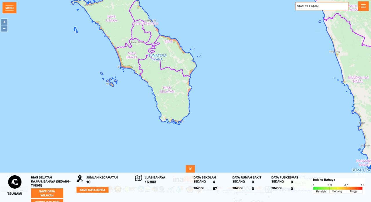 Tiga wilayah dipasang sistem peringatan dini tsunami yaitu, Nias, Mentawai dan Banyuwangi
